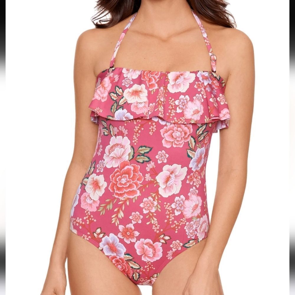 Time and Tru Women’s Large & XL Spring Vibes Strapless One Piece Swimsuit - NEW